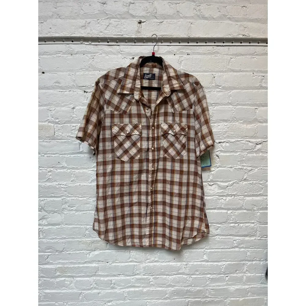 80s Levi’s Plaid Pearl Snap Size L - Picture 7 of 7